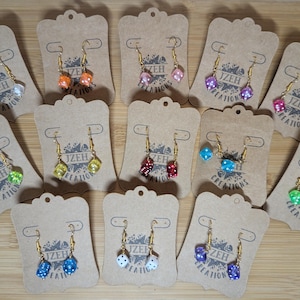 Handmade Colorful Mini Dice Earrings - Resin Dice | Choose Hook Type & Color