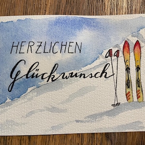 Hand-painted cards with ink and watercolor - originals