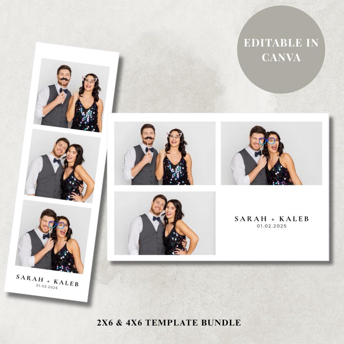 Booth Editable 2x6 & 4x6 Photo Booth Template Bundle | Minimalistic | Black and White ...