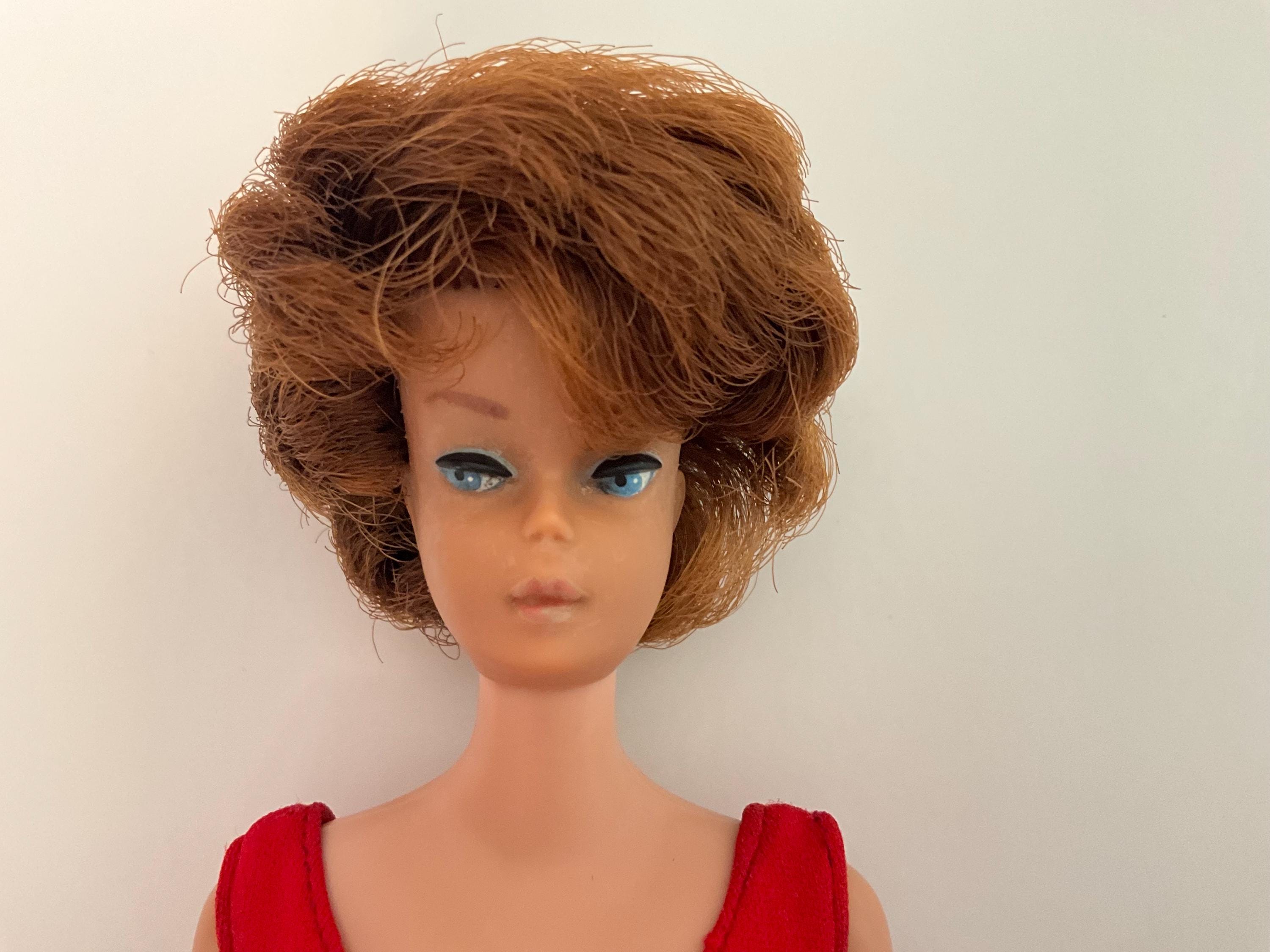 Vintage Midge 1962 Barbie 1958 Bubblecut Mattel Doll Dark Red Tahitian Hair