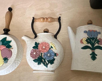 Vintage  Home Interiors Wall Decor Teapot Pan and Coffee Pot