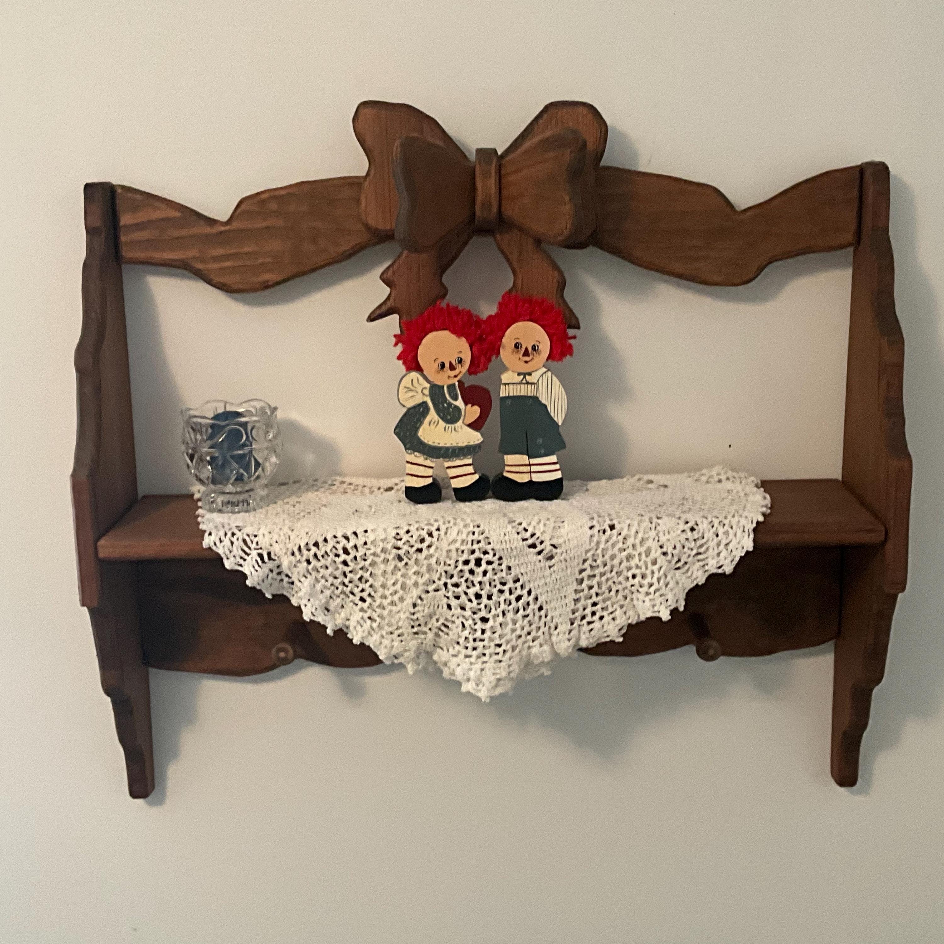 Vintage Raggedy Ann and Andy Wooden Hand Painted Shelf Sitters