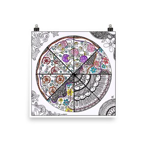 Póster de pizza zentangle
