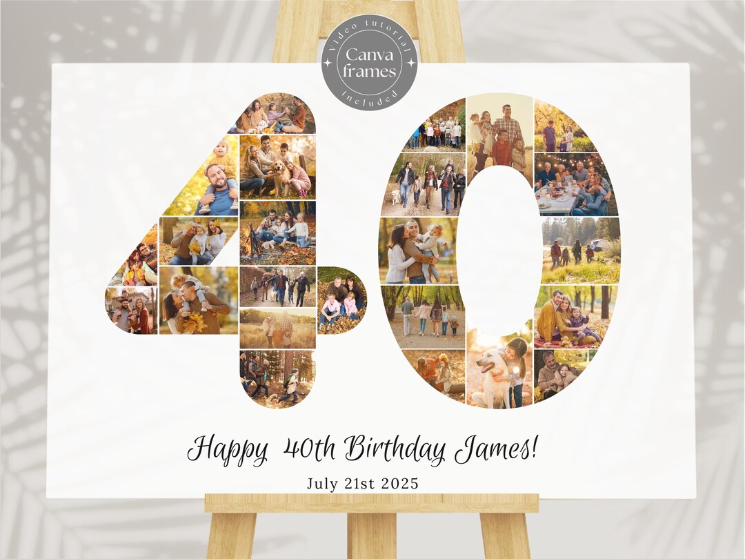 40th Birthday Photo Collage • Picture Collage Canva • 40th Anniversary ...