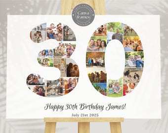 30th Birthday Photo Collage Template • Picture Collage • 30th Anniversary Collage • Number 30 Collage Gift • 30th Birthday Photo Poster