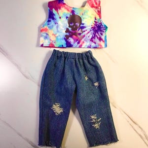18 inch Doll Clothing Outfit Clothes fits American Girl and Journey Shirt Pants Jeans Top Tie Dye