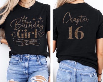 16th Birthday tshirt for Girls, Leopard Print 16ht Birthday T-shirt, Sweet 16 Gift, Est. 2009 T-Shirt, Sixteenth Birthday Gift