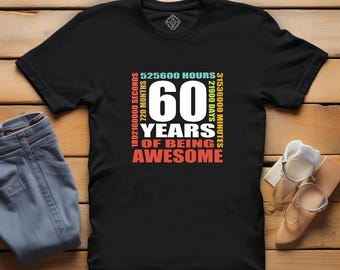 Presente de aniversário de 60 anos para menino, camiseta de aniversário de 60 anos, camiseta de aniversário de 60 anos, camiseta de 60 anos, presente de aniversário de 60 anos para ele
