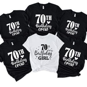 70歳の誕生日クルーTシャツ、70歳の誕生日シャツ、誕生日パーティーTシャツ、70歳の誕生日の女の子のトップス、70歳の誕生日のグループTシャツ