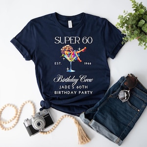 60th Birthday Crew T-shirts, 60th Birthday Shirt, Birthday party tops, 60th birthday girl tshirts, Super 60 Birthday Party tshirts image 5