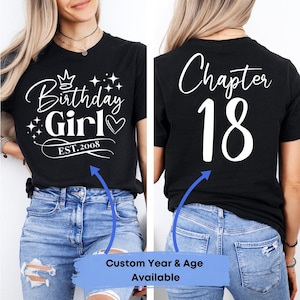 Camiseta personalizada para cualquier año, camiseta de 18 cumpleaños para cualquier edad, 16, 21 o 30 años, regalo personalizado para hija, hermana, hermano, hijo, ella o él.