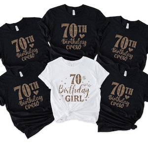 Leopard Print 70th Birthday Crew T-shirts, 70th Birthday Shirt, Birthday party tshirt, 70th birthday girl tops, 70th Birthday Group t-shirts
