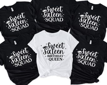 16th Birthday Shirt, Birthday Girl Crew T-shirts Tshirt, Birthday Party T-shirts, Personalised Birthday party tops, birthday girl t shirts