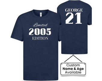 Gepersonaliseerd T-shirt 21e verjaardag, 2005 editie 21e cadeau jongen, meisje, grappig shirt 21e verjaardag, verjaardagscadeau, eenentwintigste verjaardag Top