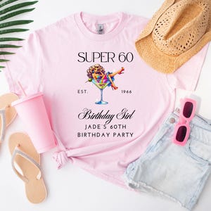 60th Birthday Crew T-shirts, 60th Birthday Shirt, Birthday party tops, 60th birthday girl tshirts, Super 60 Birthday Party tshirts image 3