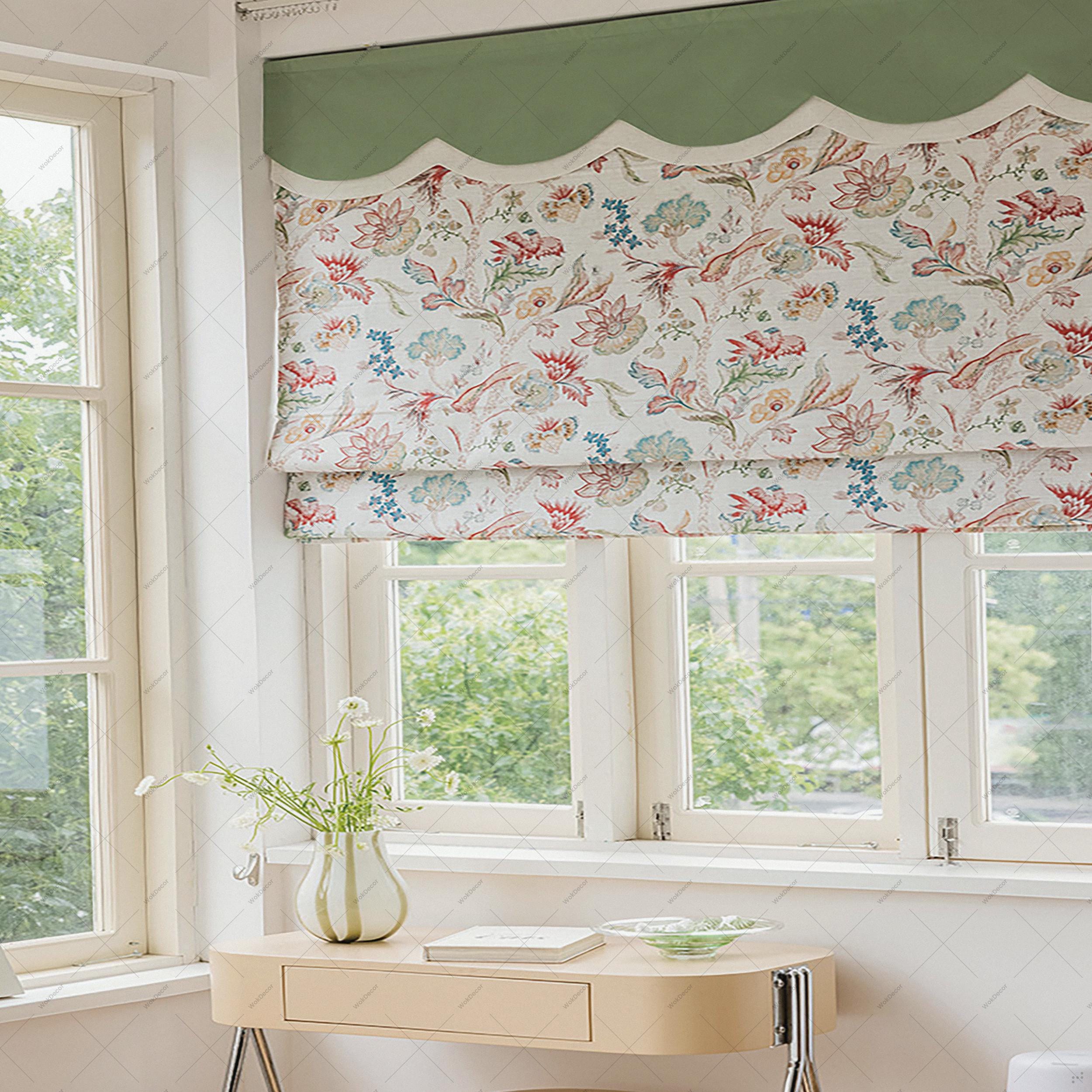 Floral Linen Blend Roman Shade: Thermal Insulated Blackout Curtain