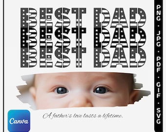 Modello Canva personalizzato per la festa del papà, collage di foto modificabili, regalo per papà