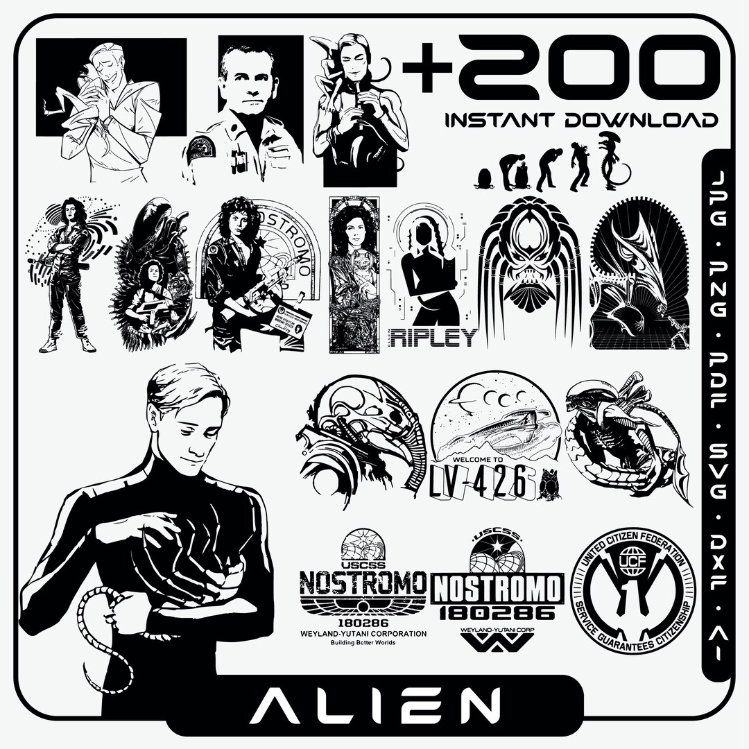 Alien Vs Predator SVG Bundle: Sci-fi Horror Icons (digital Download ...