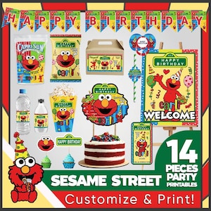 Sesame Street Learning Party Kit | Elmo & Friends Canva Decor | Editable Birthday Set