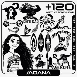 Moana SVG Bündel | Polynesian Princess Silhouettes & Ocean Adventure Dateien