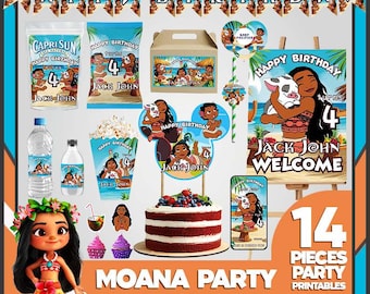 Moana Baby Birthday Party Favor: Moana Editable Canva Template (Digital Download