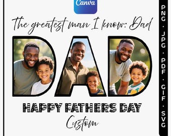 Benutzerdefinierte Dad Photo Canva Vorlage, Vatertag Shirt Design, bearbeitbares Vater & Sohn T-Shirt PNG