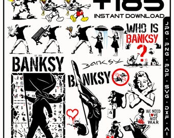 Banksy London 2026, Street Art Stencil SVG-bundel | Stedelijke graffiti-afbeeldingen (185 ontwerpen)