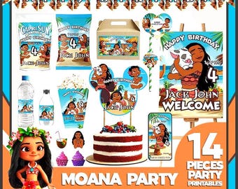 Moana Baby Birthday Party Favor: Moana Editable Canva Template (Digital Download