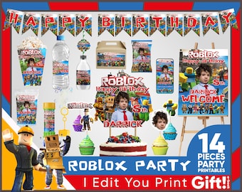 Roblox Birthday Party Decor – Editable Boys DIY Printable Kit | Personalized Kid Birthday Templates
