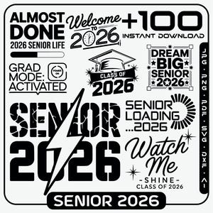 Watch Me Shine – Class of 2026-inch afstuderen-SVG | Shirtontwerp senioren 2026 | Cricut & silhouetbestand | Modern afgestudeerd citaat