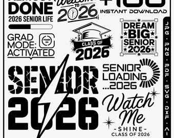 Senior 2026 afstuderen SVG: 'Watch Me Shine' shirtontwerp (digitale download)