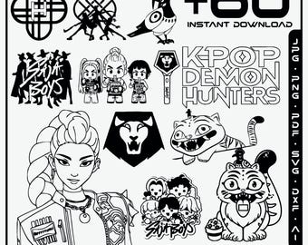 Ensemble Svg Saja Boys Boys, dîner fille Svg, Svg film Kpop Demon, Svg chasseurs de démons, chemises Kpop sublimation designs