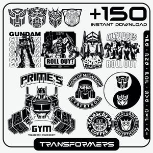 Lot Transformers SVG | Autobots et Decepticons | Cricut, Silhouette, fichiers découpés au laser | Téléchargement numérique
