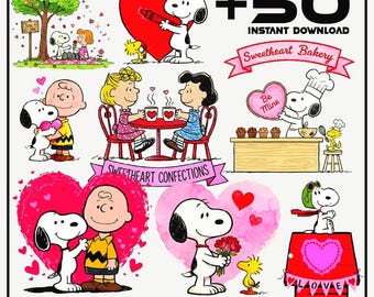 Snoopy Love PNG Bundle | 50 Cartoon Designs (Digital Download)