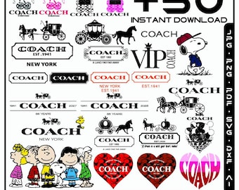Coach 1941 Svg-bundel, Coach Png, commercieel gebruik, luxe mode SVG-bundel 50 ontwerpen, elegante monogramstijl SVG