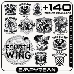 Empyrean Fourth Wing SVG Bundle: Basgiath War College Clipart