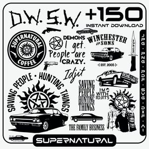 Supernatural SVG Bundle | 150 Cricut Files | Winchester Brothers, Demons, Symbols & Quotes | Digital Download
