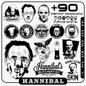 Pacchetto SVG di Hannibal Lecter / 90+ sagome inquietanti e horror per Cricut, pacchetto SVG di Hannibal