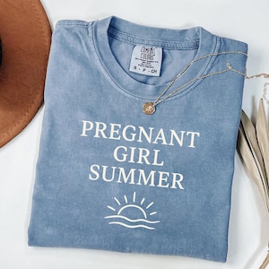 Komfortowe kolory dla ciężarnej dziewczyny na lato, koszulka z ogłoszeniem ciąży na plaży, koszulka z informacją o ciąży, prezent na baby shower, koszulka dla mamy
