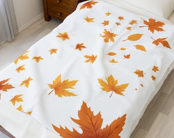 Maple Leaf Plush Blanket - Cozy Autumn Throw, Fall Decor