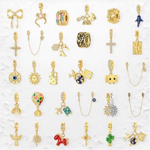 Vergoldete S925 Sterling Silber Charms, passt für Pandora Charm Armbänder, Dangle Beads, Gold Filled Kreuz Charm für Armbänder, Geschenk für Sie