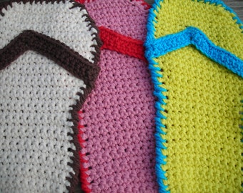 Flip Flop Crocheted Dish Cloths