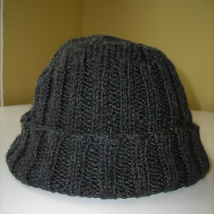 Women's Dark Grey Hand Knitted Hat image 3