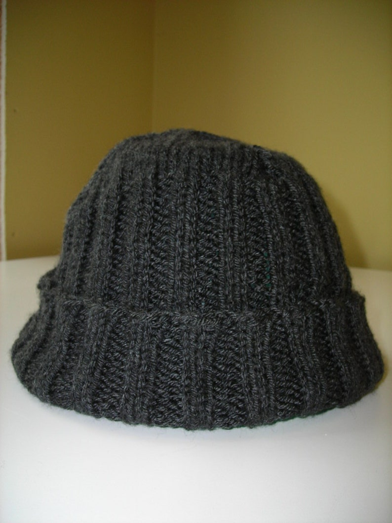 Women's Dark Grey Hand Knitted Hat image 3