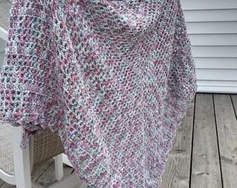 Crocheted Triangle  Sea Glass Wrap Shawl for Women