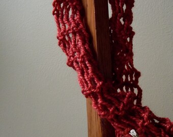 Hand Knitted Skinny  Pumpkin Spice Scarf for Women