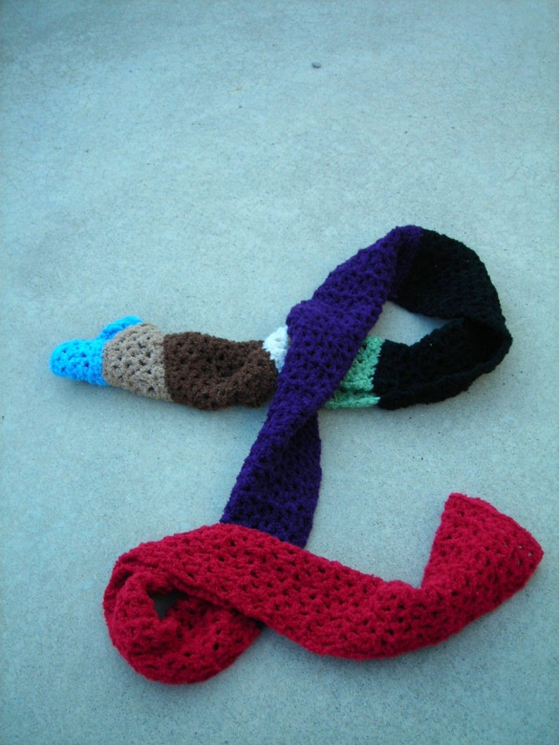 Women's Long Multicolor Crocheted Scarf image 1