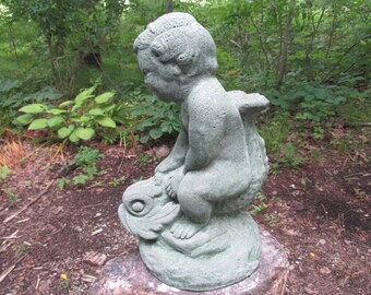 concrete statue home office garden decor 2 small fish concrete paper weight