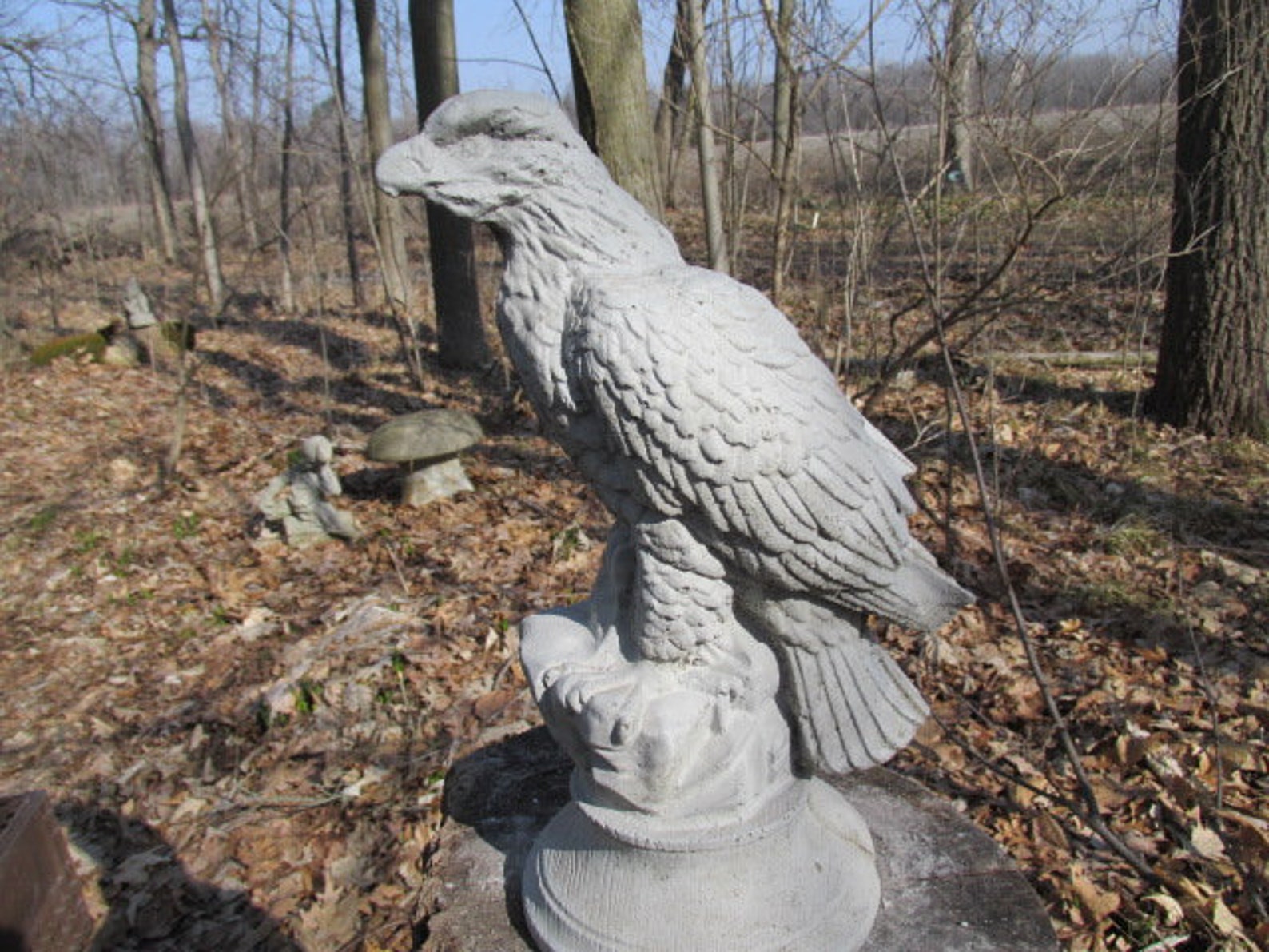 12 Tall Cement Eagle Garden Art Classic Statue Concrete Etsy