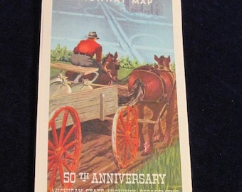 Actual Original Vintage Official April 1 1955 Michigan Highway State Road Map